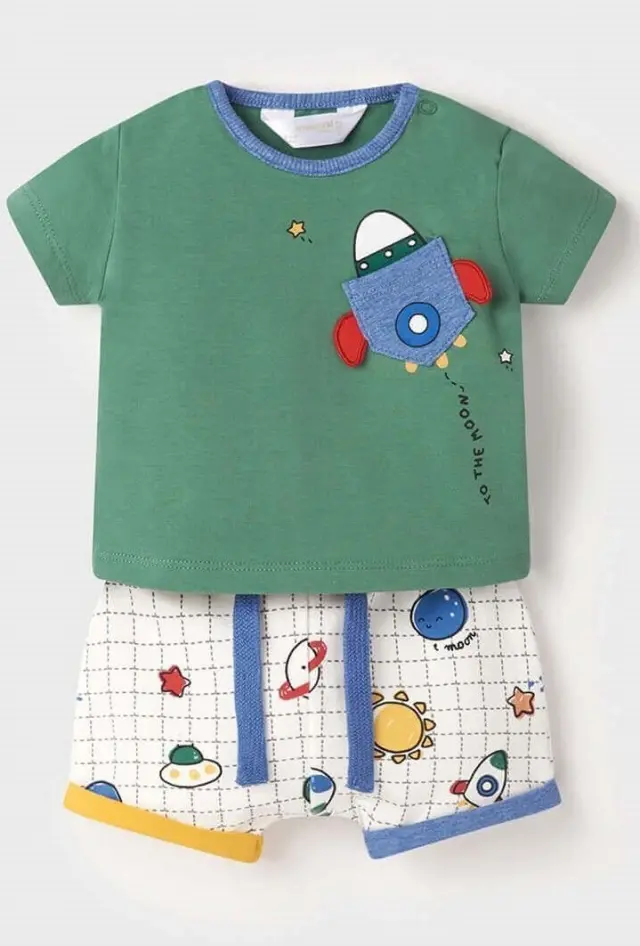 Mayoral New Born Σετ Μακό Ecofriends Πολύχρωμο Διάστημα Πράσινο-Καρώ (22-01653-033) Πολύχρωμο - 6-9 μηνών