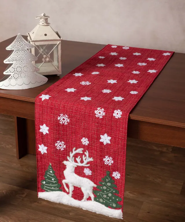Χριστουγεννιάτικη τραβέρσα HP52157M (35cm x 160cm) κόκκινη - -
