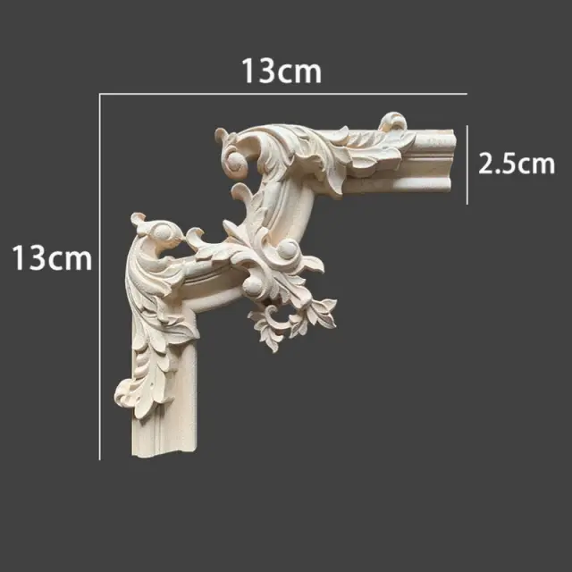 Ξυλόγλυπτο κορνίζας από ατόφιο ξύλο, 13x13cm, 2 τμχ, DHW-371