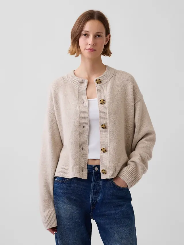Γυναικεία Ζακέτα CashSoft σε Oversized Chunky Γραμμή Cobblestone beige