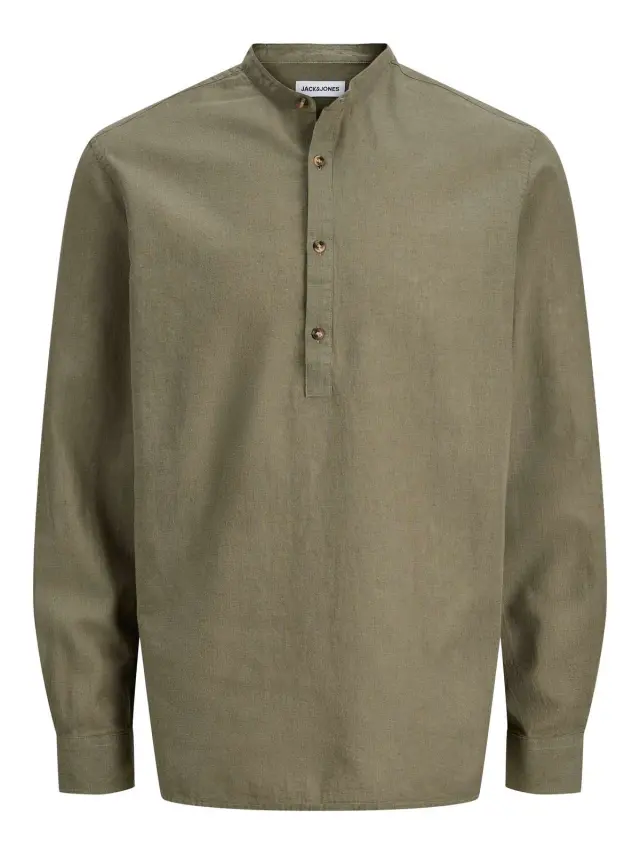 JJESUMMER LINEN BLEND TUNIC SHIRT L/S SN Dusty Olive