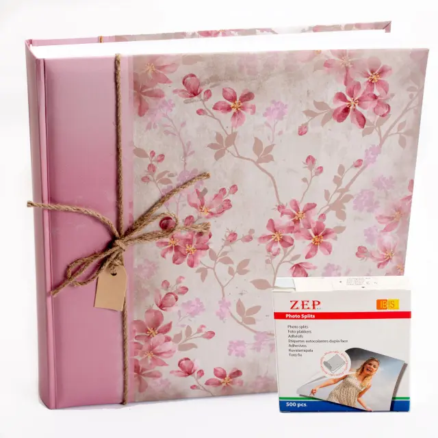 Άλμπουμ Giardino ροζ-μπεζ με Ριζόχαρτο 32x32 cm 100 σελίδες , με αυτοκόλλητα φωτογραφιών