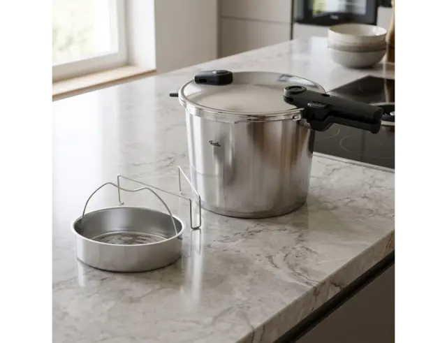 Χύτρα Ταχύτητας Fissler Vitaquick Premium με καλάθι ατμού, χωρητικότητα 10L και διάμετρο 26cm