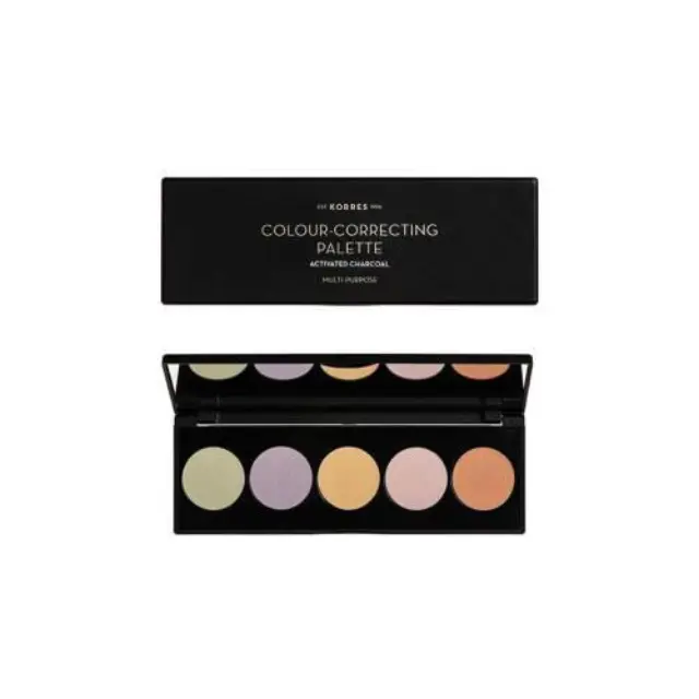Korres Activated Charcoal Colour Correcting Palette Multi-Purpose Παλέτα Μακιγιάζ Προσώπου (Διορθωσης χρωματος), 5,5gr