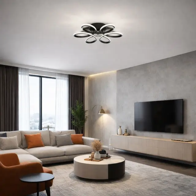 VenCore Lumeo Black - Μοντέρνο Φωτιστικό Οροφής Πλαφονιέρα LED 60W Μαύρο Αλουμίνιο με Ρυθμιζόμενο CCT Λευκό - Ημέρας - Θερμό & Χειριστήριο - Φ60 x Υ12cm (7741-20021) 2