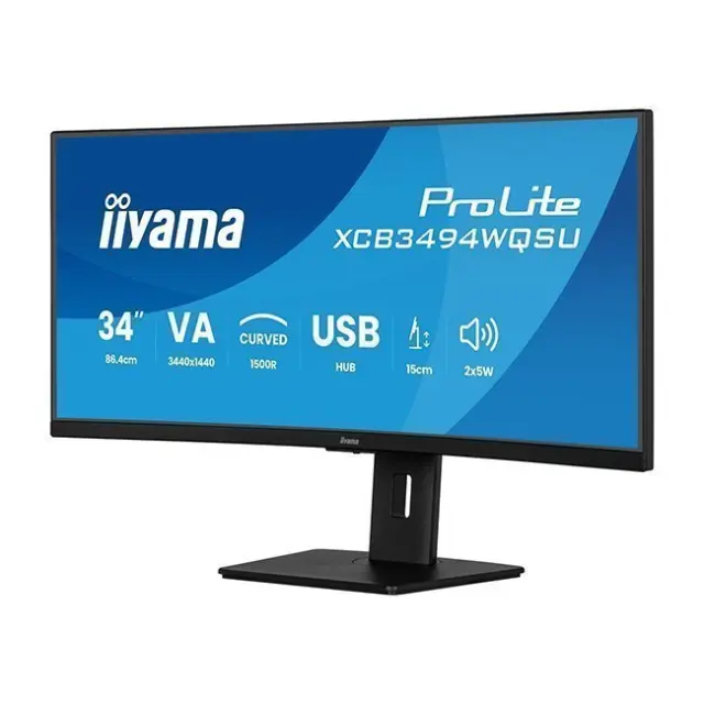 IIYAMA Monitor 34" ProLite XCB3494WQSU-B1 UltraWide Curved VA QHD Black (XCB3494WQSU-B1) 2