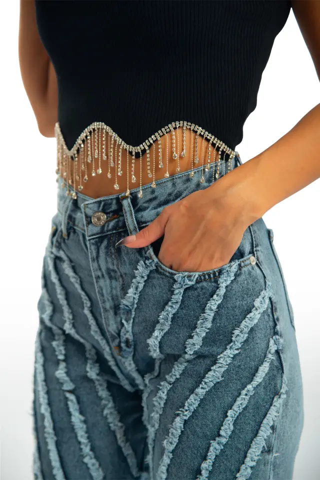 Τοπ Ριμπ με Strass Λευκό 3