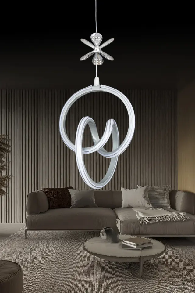 Stewehome Yaren Γκρι Κρομ LED Φωτιστικό Σάρκικου 3 Χρωμάτων με Κεραμικά 25x80x40 cm