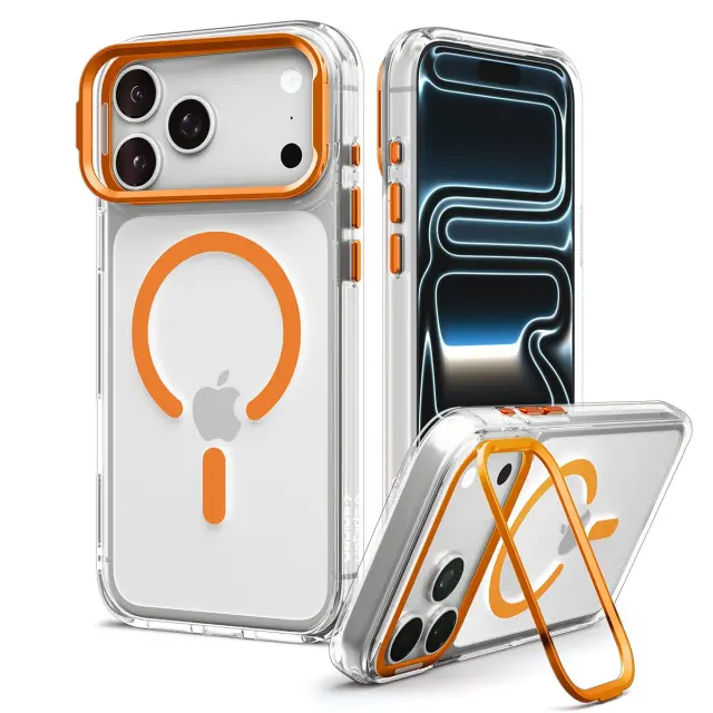 Spigen Ultra Hybrid Optik S MagSafe, clear orange - iPhone 18 Pro/17 Pro