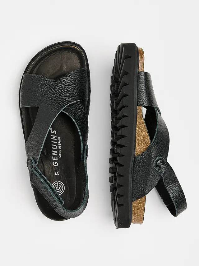 Genuins Πέδιλα Γυναικείο δέρμα Μαύρο GEN/FIBONACCI BLACK 3