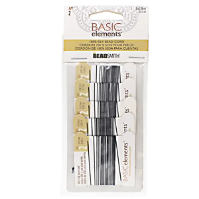 Beadsmith Σετ Κορδόνι 100% Μετάξι No2 Ø0.45mm - Black - 5τεμ