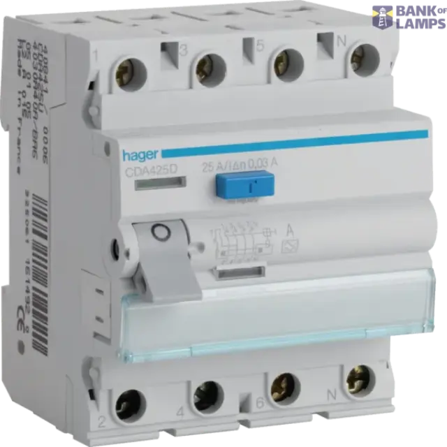 Differential switch 4P 25A, 30mA, type A