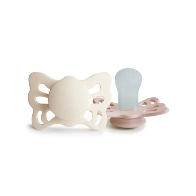 Σετ 2 Ανατομικές Πιπίλες Σιλικόνης FRIGG Butterfly Cream/Blush 0-6 Μηνών Baby Oliver