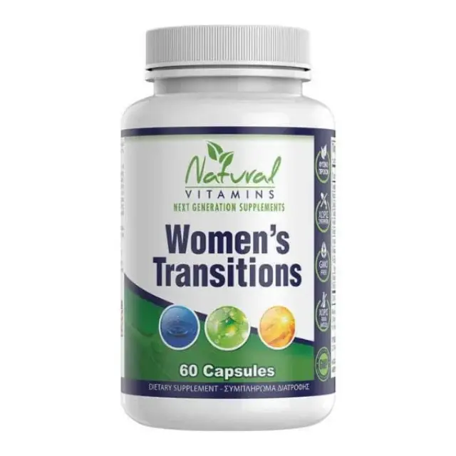 Natural Vitamins | Women's Transitions Φυσική Φόρμουλα για τη Διαχείριση των Συμπτωμάτων της Εμμηνόπαυσης | 60caps
