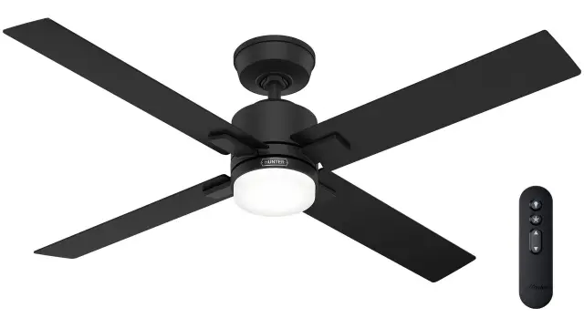 Hunter Mila 132 Matte Black - Ανεμιστήρας Οροφής με Φωτιστικό