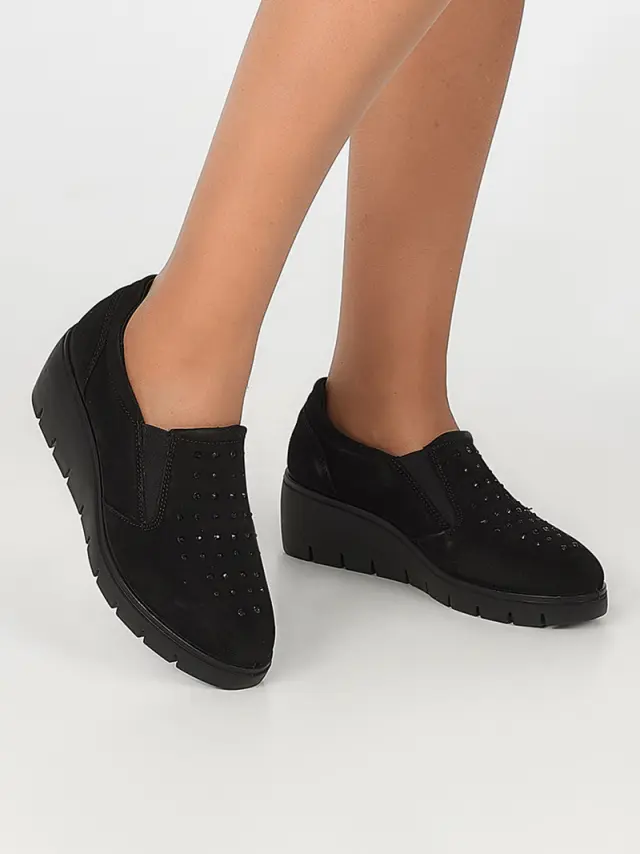 Imac Μοκασίνια-Loafers Γυναικείο δέρμα Nubuck Μαύρο IMA/655250 SCAM/NERO 2