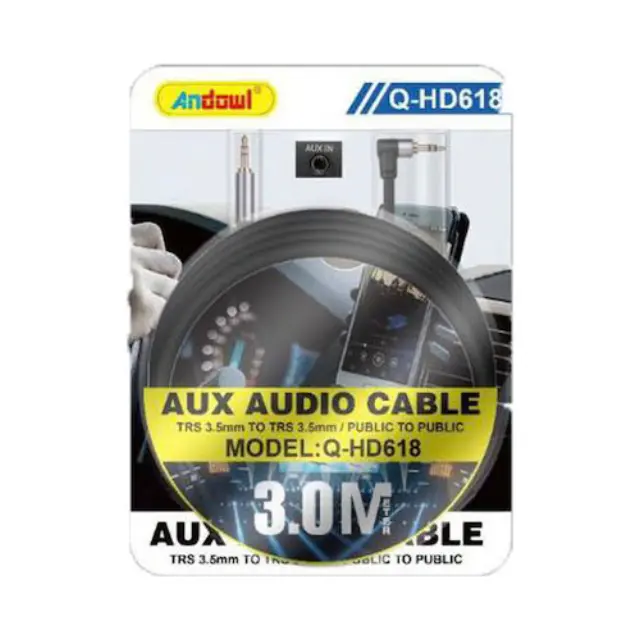 Andowl Q-HD618 Aux Audio Καλώδιο TRS 3.5mm To TRS 3.5mm Μαύρο 3m