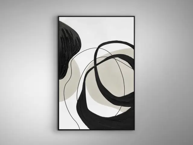 Actio I 386548 – Ζωγραφικός Πίνακας Acrylic 80x120cm με Μαύρο Πλαίσιο Άσπρο Γκρί 2