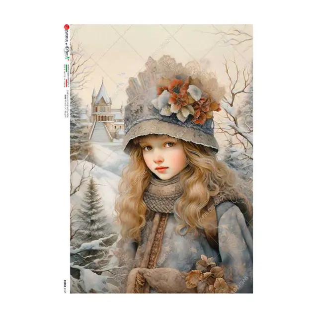 Ριζόχαρτο για Decoupage PaperD, Πορτρέτο στα χιόνια, SC157, 30x40cm