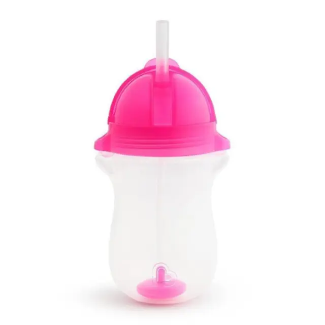Munchkin Tip & Sip Straw Cup Κύπελλο με Καλαμάκι Click Lock από 12m+ 296ml - Ροζ