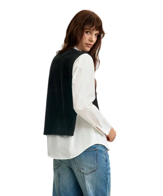 Desigual - Γυναικείo Πουκάμισο Hib Long-Sleeved 26WWCW08-2000 Μαύρο/Λευκό 3