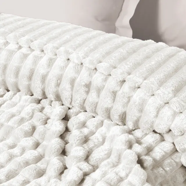 Κουβέρτα 160x220 Μονή 330gsm Fleece Das Home 1386 White 100% Πολυέστερ 2