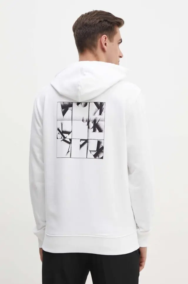Calvin Klein - Ανδρικό Φούτερ Grid Monogram Regular Fit J30J325639-YAF Λευκό - XL 2