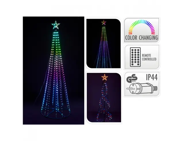 Διακοσμητικό δέντρο με 910 φωτάκια LED RGB και ύψος 275cm - Πολύχρωμο AX5380870