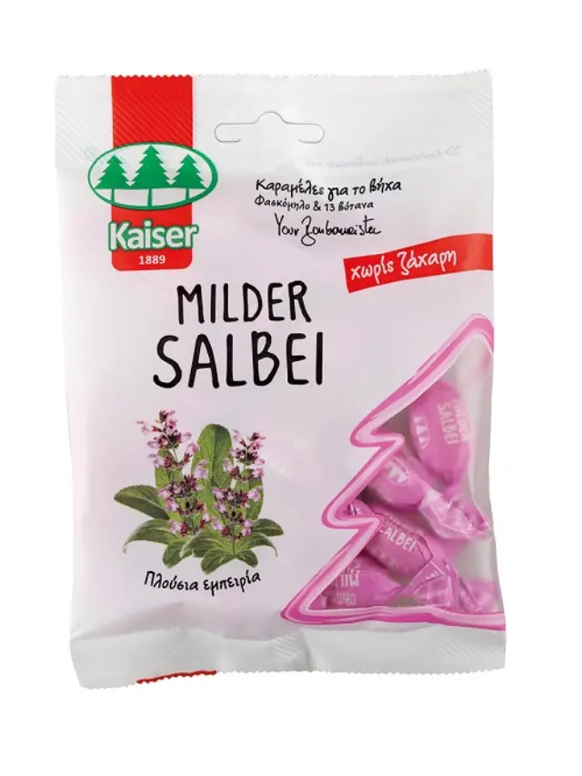 KAISER Milder Salbei Καραμέλες για Βήχα με Φασκόμηλο & 13 Βότανα 60g