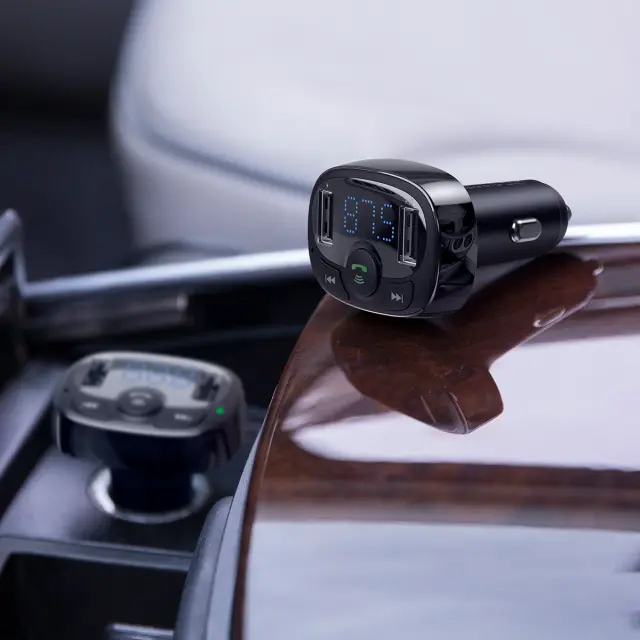 Baseus FM Transmitter T typed Bluetooth 2xUSB microSD (Black)CCMT000001 3