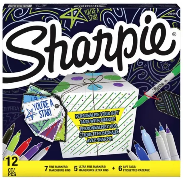 Sharpie Σετ 12 Μαρκαδόροι, 6 Ταμπέλες Δώρου