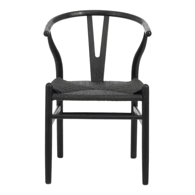 Καρέκλα Wishbone pakoworld rubberwood-σχοινί σε μαύρη απόχρωση 53.5x57x74εκ 3