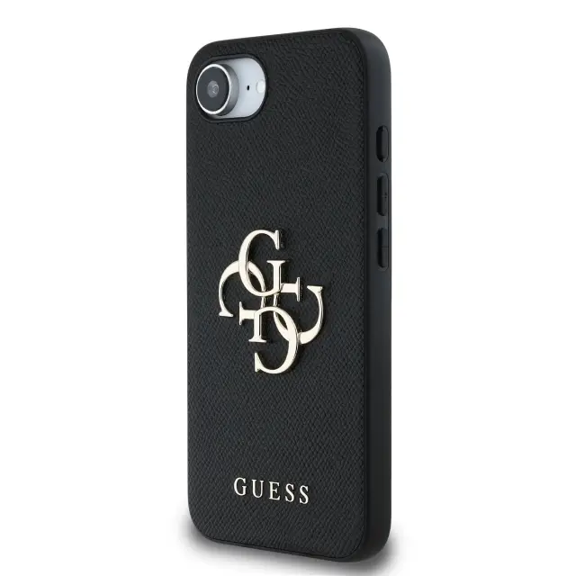 Guess PU Grained 4G Metal Logo Case for iPhone 16e/17e Black 2