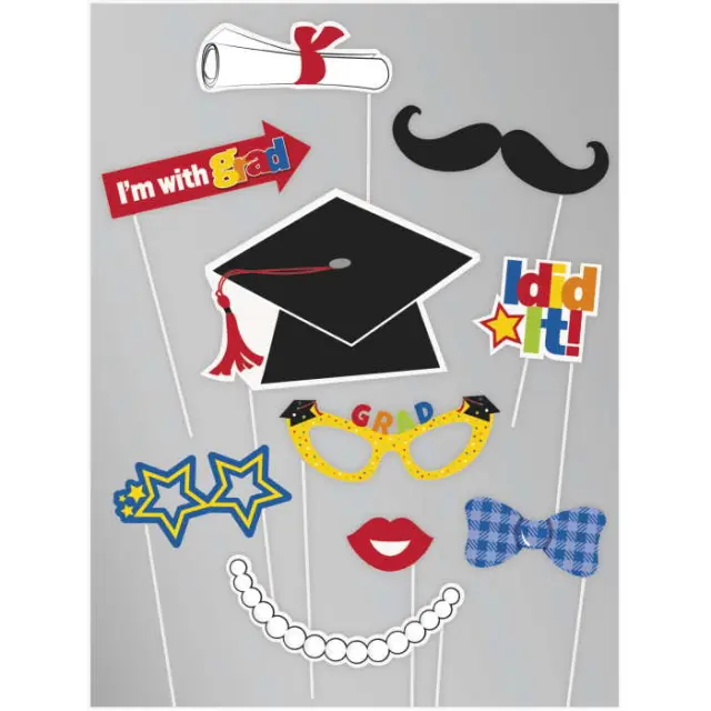 Σετ Φωτογραφικού Θαλάμου για Αποφοίτηση Congrats Graduate Photo Props / 10 τμχ