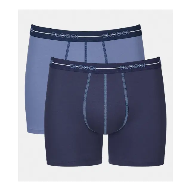 Sloggi Men Μακρυά Μποξεράκια Start Short Συνδυασμός Μπλε Απαλό 2-Pack