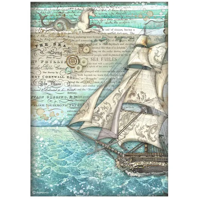 Ριζόχαρτο ντεκουπάζ Stamperia 21x29cm A4, Songs of the Sea, Sailing ship