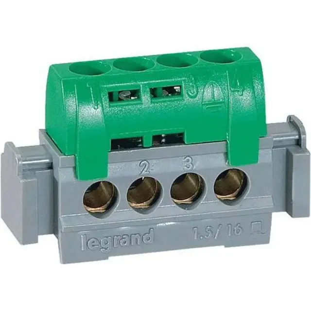 IP 2X terminal block - earth (green) - 4 x 1.5 to 16² - L. 47 mm