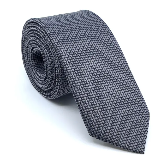Γκρι Ζακάρ Γραβάτα Microfiber Σετ με Μαντηλάκι