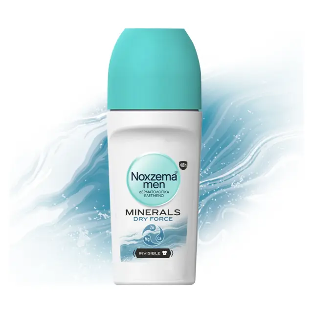 Noxzema Men Minerals Dry Force Invisible On Skin & Clothes Αποσμητικό Roll-On 50ml 3