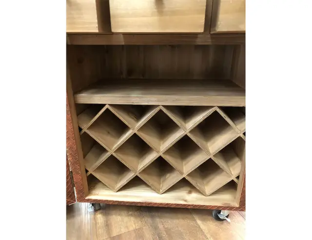 Wine Bar - Τροχήλατη Βαλίτσα Εποχής (99334) σε κατασκευή από Ξύλο και Δερμάτινη Όψη. Διαστάσεις 49x125x53cm 99334 3