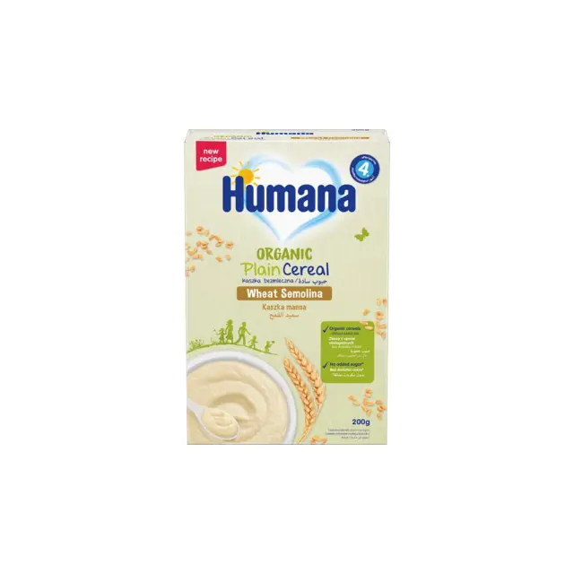 Humana Organic Plain Cereal Βιολογική Κρέμα με Σιμιγδάλι 4m+, 200gr