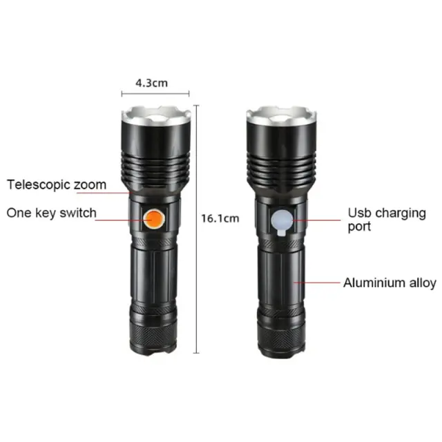 Επαναφορτιζόμενος φακός XH-P50 BX-P07 1500 lumens - Glare flashlight 20736 3