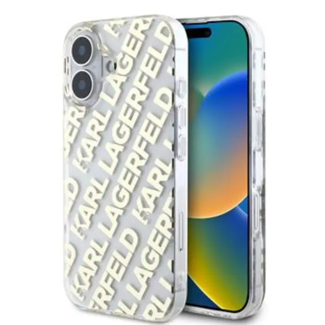 Karl Lagerfeld IML Electroplated Repeated Logo Case for iPhone 16 Gold