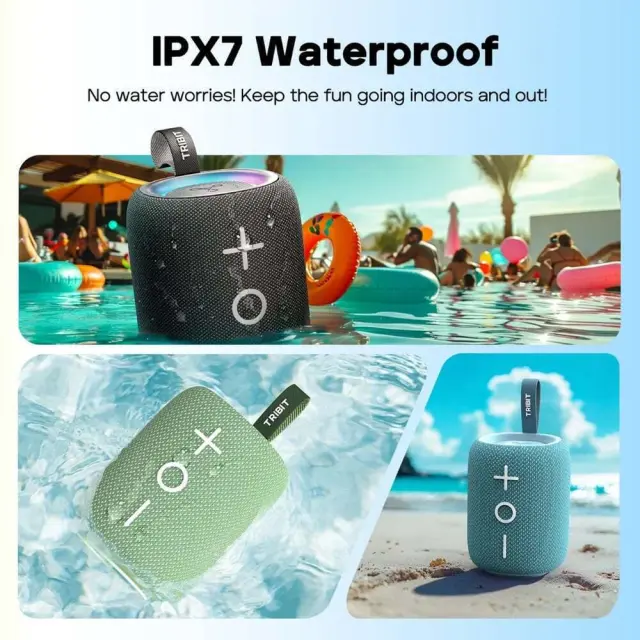 Tribit StormBox Mini BTS33 Ποιοτικο και Δυνατο Bluetooth Speaker 12W IPX7 Green Φορητό Αδιάβροχο Ηχείο με Led Φωτισμο και 12 Ωρες Αυτονομια 3