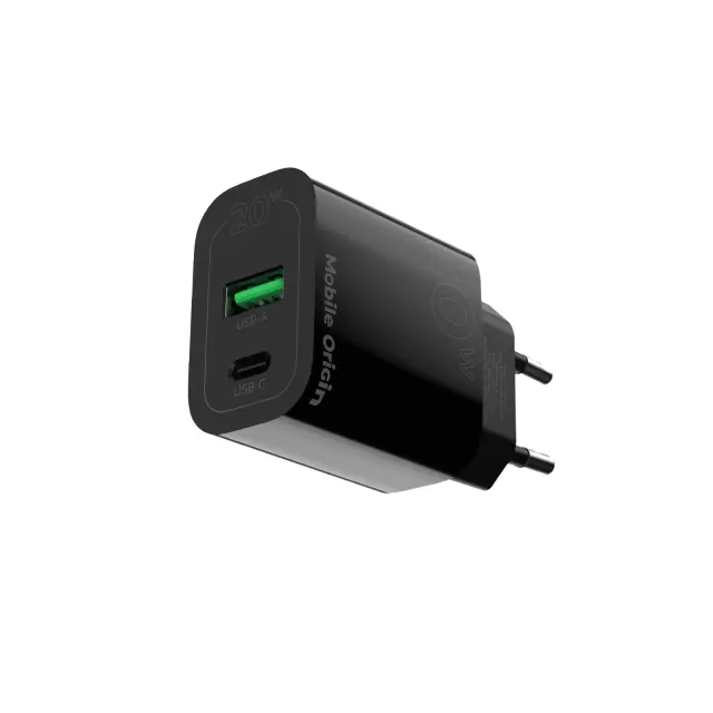 Mobile Origin PD20W Wall Charger MO12, black 1 USB-A + 1 USB-C 2