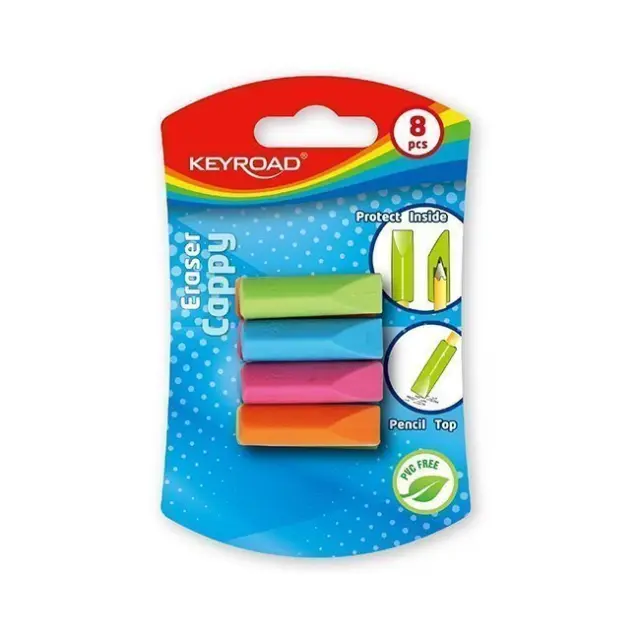 Keyroad Γόμα για Μολύβι Σετ 8 Χρώματα (KR970702)