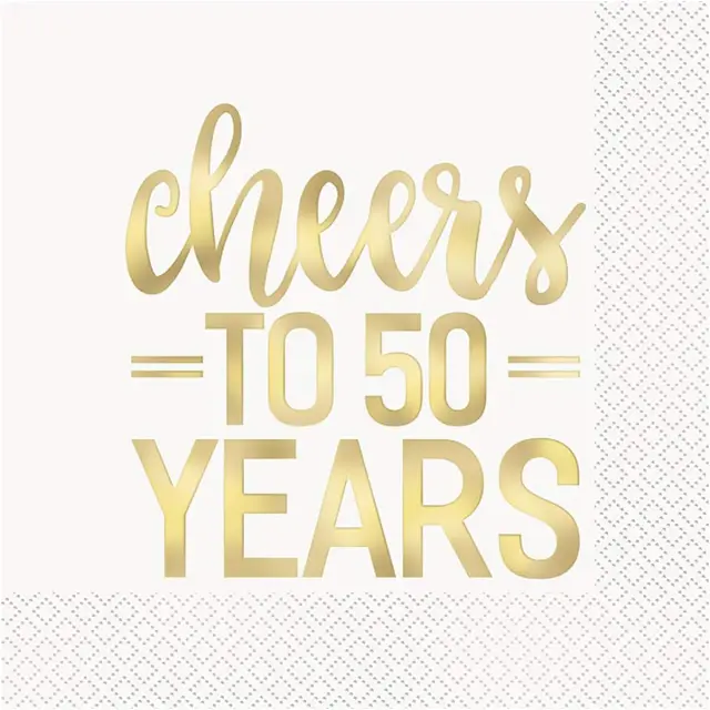 Χαρτοπετσέτες Φαγητού 50th Gold Themed Party Foil Stamped / 16 τεμ
