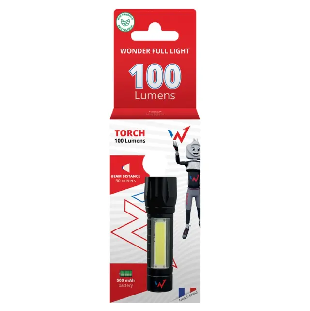 Επαναφορτιζόμενος Φακός Wonder Wt1501S 100 Lumens Απόσταση Δέσμης: 50m Αυτονομία:4h Βάρος:53gr IP44 Αλουμινίου 2