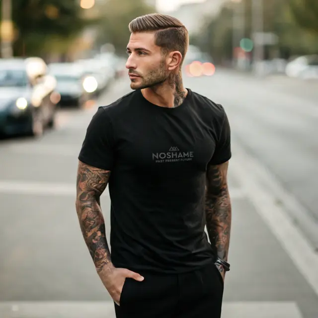 T-shirt Noshame® Μαύρο με τύπωμα - 112515 - XXL