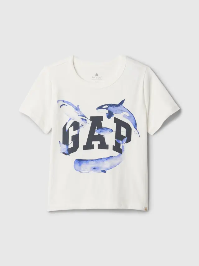 Μπλε babyGap Mix and Match Graphic Μπλούζα whale blue